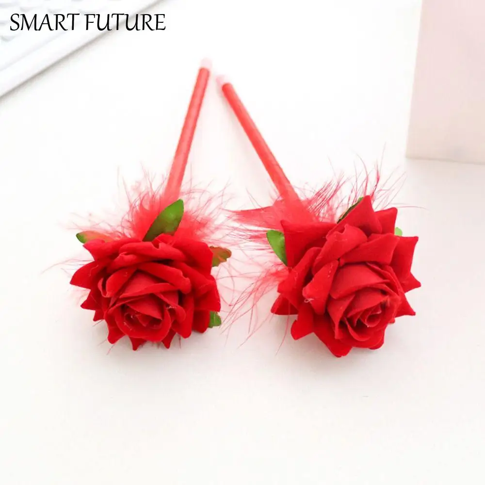 

Best Wishes Rose Flower Ballpoint Pen Teacher's Day Gift Writing Smoothly Lovely Pen Sweet Blue Ink Neutral Gel Pens Ladies