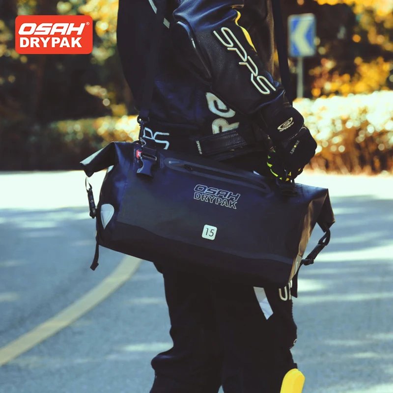 OSAH 15L Motorcycle Rear Seat Bag Waterproof Large Capacity Storage Helmet Package Crossbody Bag Outdoor Riding Gears Tools Pack view 4