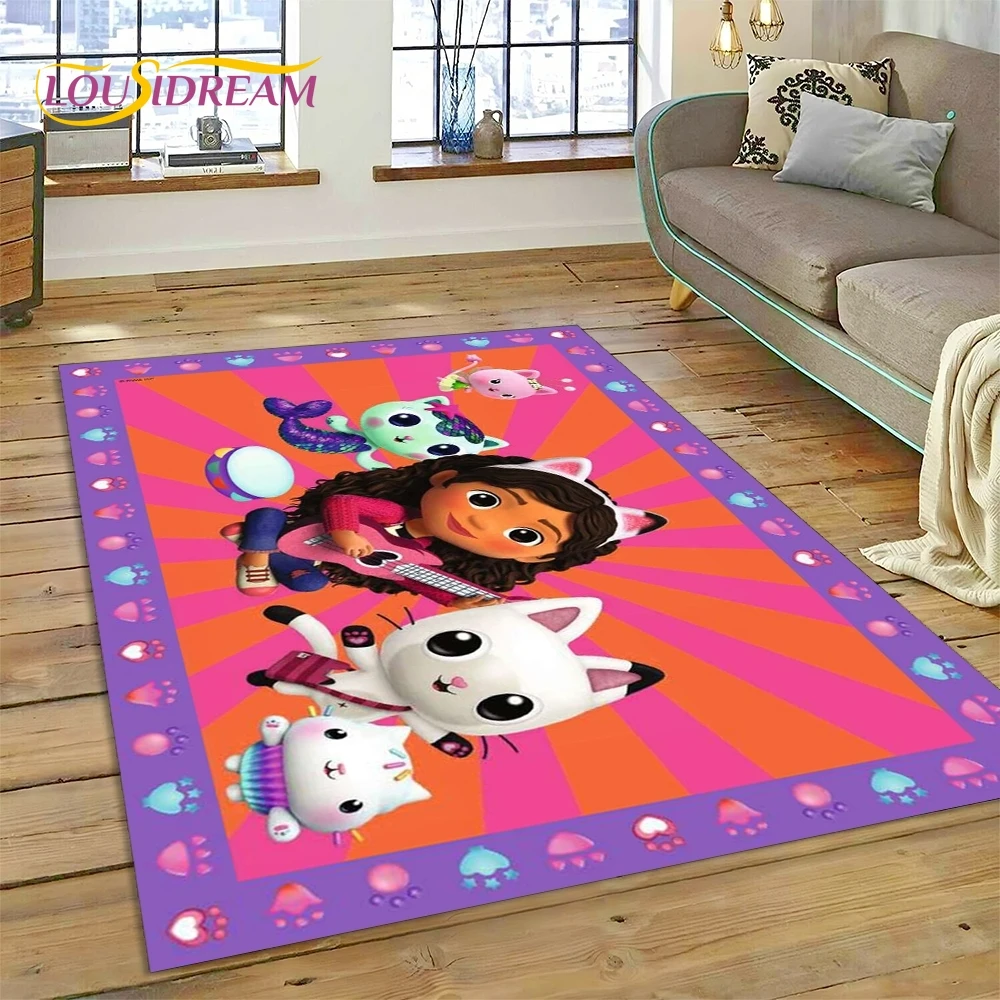 Cartoon Cute Gabbys Dollhouse Girl Rug Carpet for Living Room Bedroom Home Decor,Non-slip Decoration for Sofa Doormat Gifts Kid