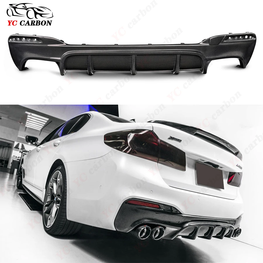 For BMW 5 Series M5 F90 G30 G38 540i 530i Sports FD Style Carbon Fiber Rear Lip Diffuser Back Bumper Spoiler Separator Body Kit