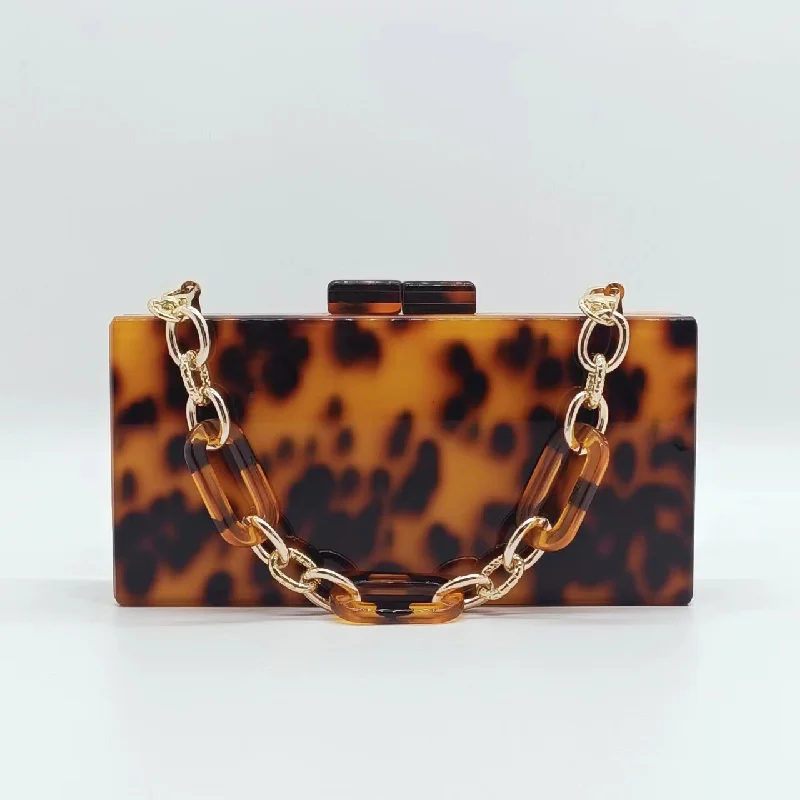 Amber Chain Bag Evening Trendy Clutch Shoulder Vintage Acrylic Summer Women's Bags Promotion Wedding Crossbody Bags