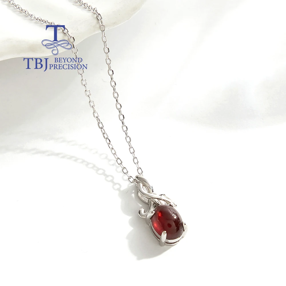 Elegant 925 sterling silver women's Pendant necklace natural Garnet oval 6*8mm gemstones Pendant  for anniversary birthday gifts