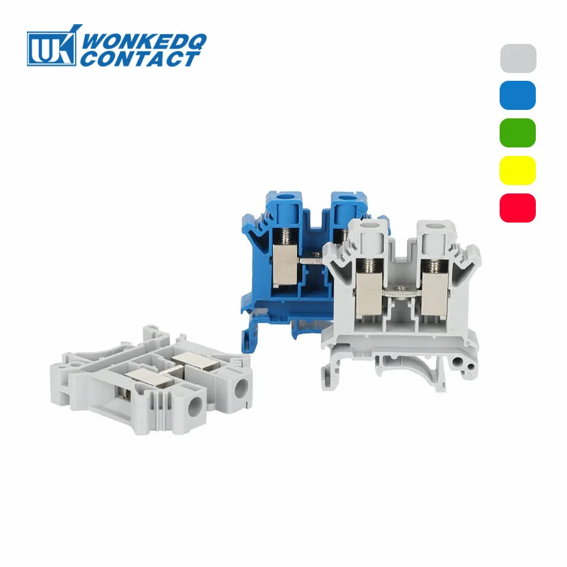 10Pcs UK10N UK10 Screw Feed-through DIN Rail Terminal Block UK 10mm Cable Plug Multi-color Universal Wire Electrical Connector