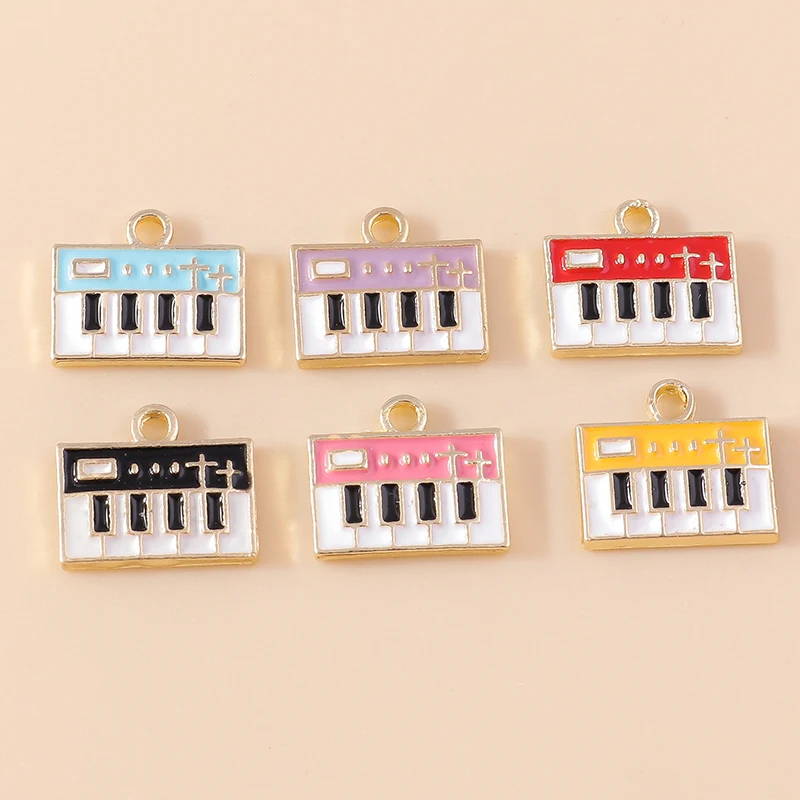 20pcs 14x12mm Cute Enamel Music Piano Keyboard Charms Pendants for Jewelry Making Drop Earrings Necklaces DIY Crafts Accessories