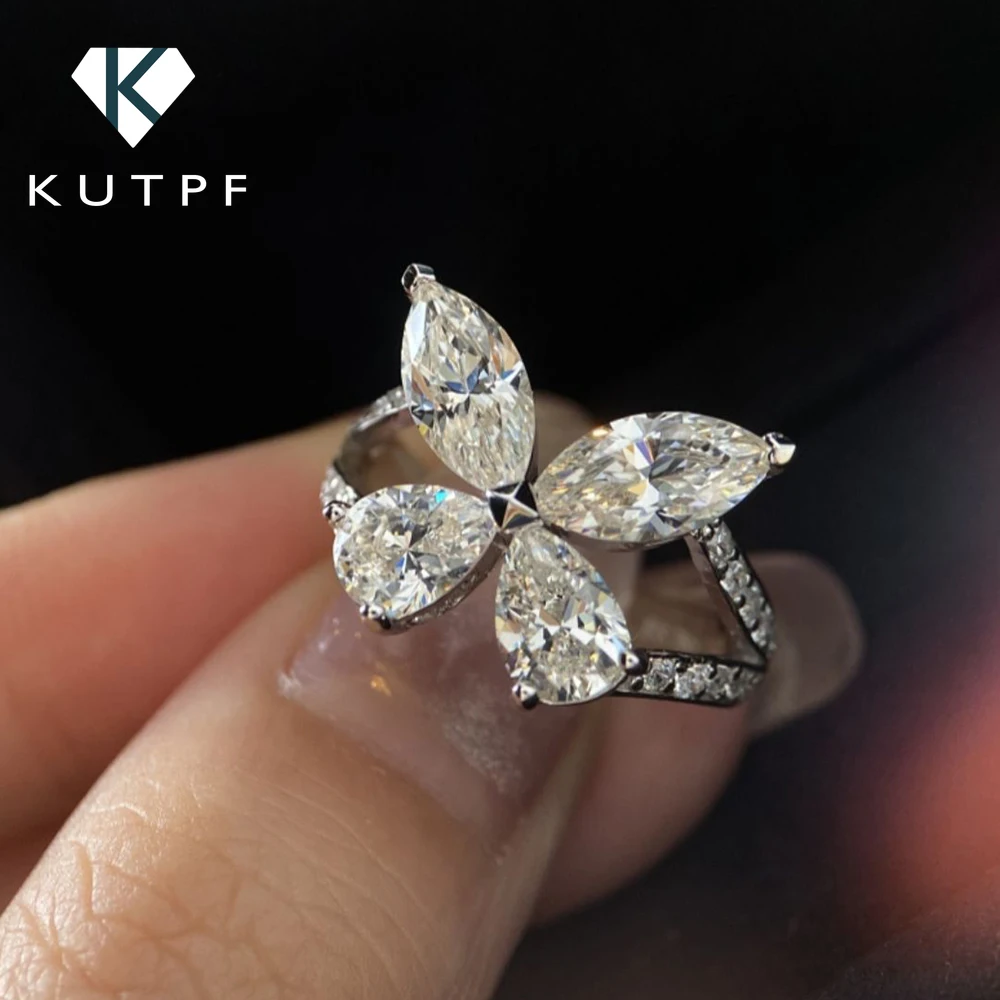 

Butterfly Moissanite Engagement Rings for Women 2cttw Marquise/Pear Cut Diamond Wedding Band 925 Sterling Silver Fine Jewelry