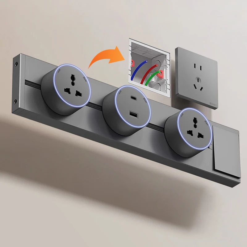 Surface-mounted Taiwan Rail 110V Socket with Switch Mobile American Standard Multi-function Strip American 15A American Socket