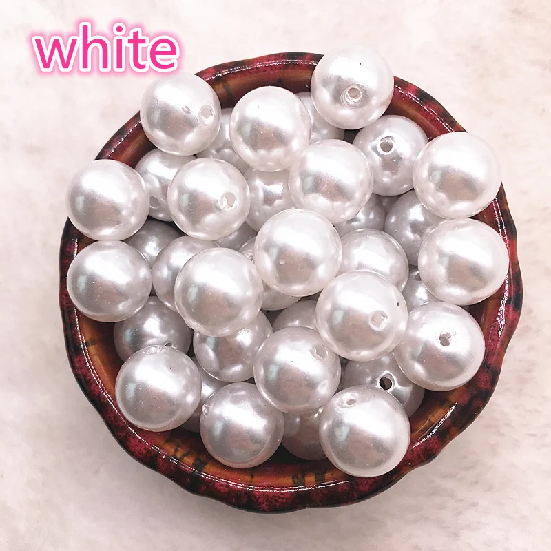 NEW 6mm-16mm Straight Holes/No Hole White Ivory Round Imitation Plastic Pearl Spacer Loose Beads For Jewelry Accessories Beads