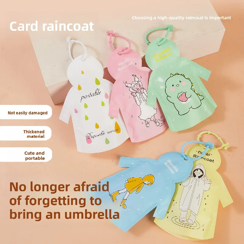 Cartoon Disposable Raincoat Thickened Portable Card Rain Poncho Universal for Kids Adults Men Women Outdoor Use