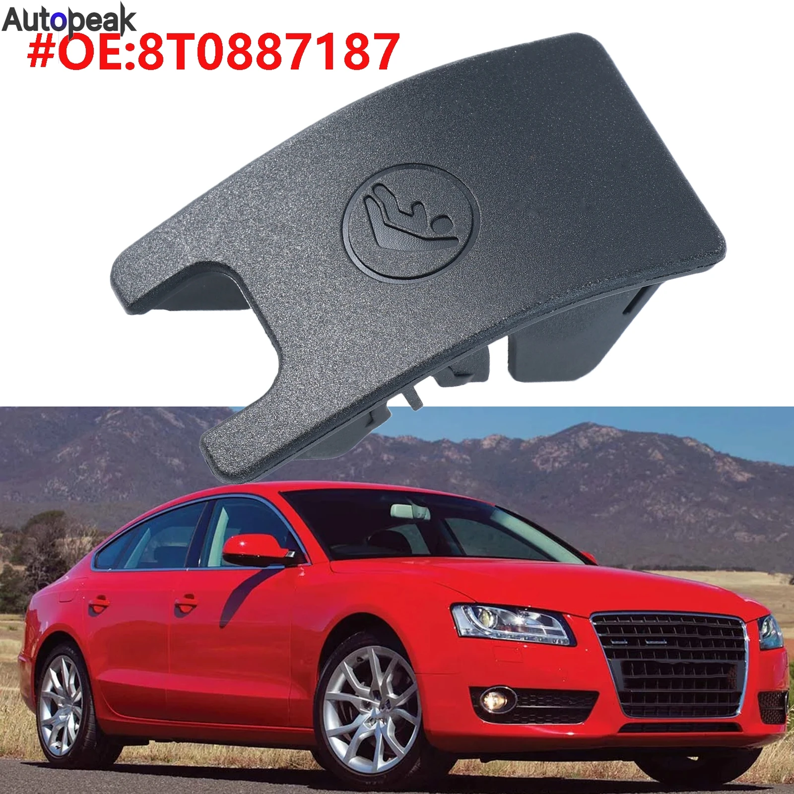 For Audi A4 B8 A5 Car Rear Child Seat Anchor Slot Trim Cover Button Black Isofix 8T0887187 2008-2016 2009 2010 2011 2012 2013