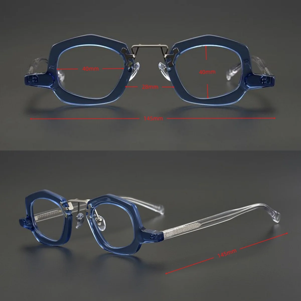 Art Design Transparent Color Acetate Frame Glasses for Men Women Trendy Retro Eyeglasses Customize Prescription Small Glasses