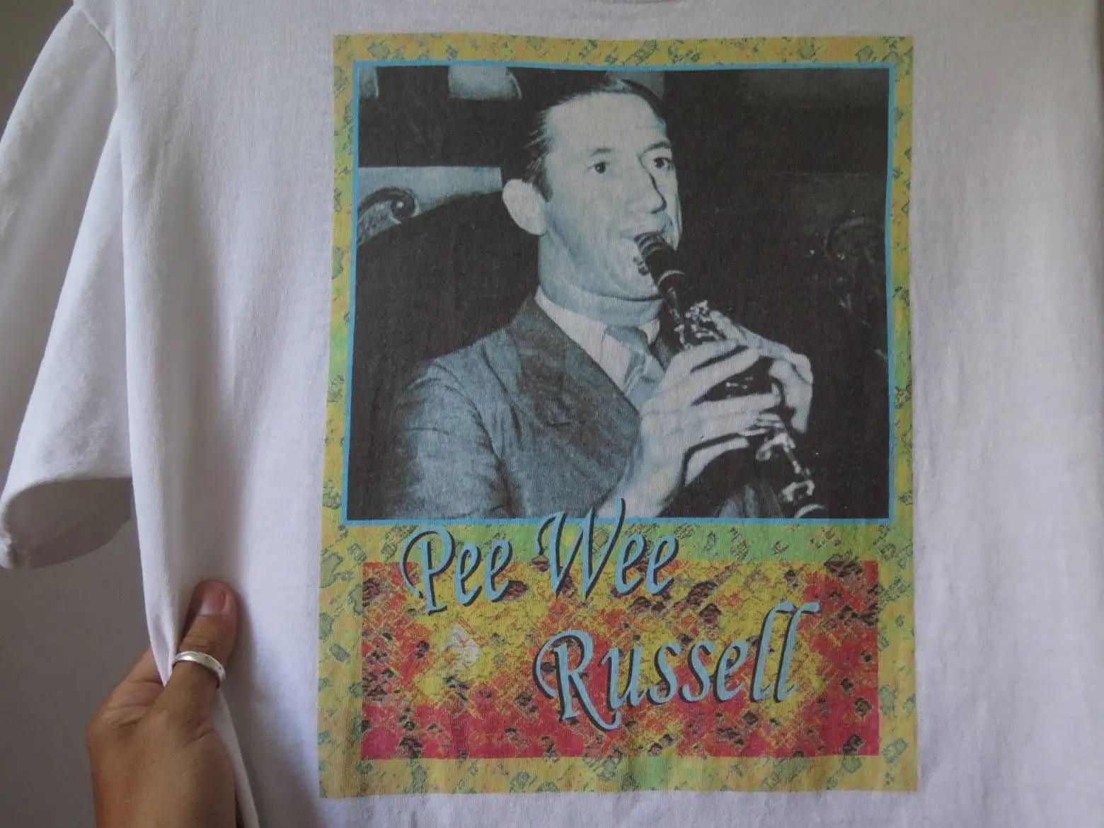 Vintage Pee Wee Russell T Shirt Jazz Bebop Free Rare Music Tag anvil