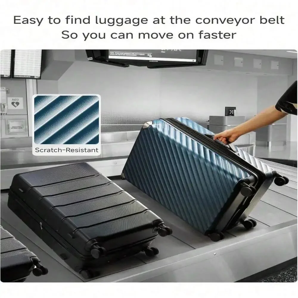 1 قطعة 28 بوصة منقوشة حقيبة كبيرة مع عجلات عالمية البولي كربونات توسيع قشرة صلبة الأمتعة للسفر #4