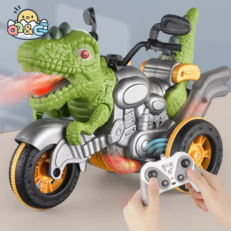 

Remote Control Dinosaur Motorcycle Stunt RC Car Electric Spray With Sound Light Children's Dinosaurs Toys Vehicles for Kids Gift