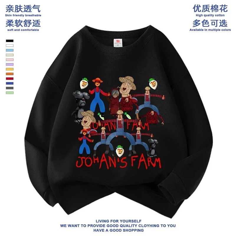 

Johan's Farm Game Graphic Crewneck Sweatshirt Unisex Kids Student Long Sleeve Pullover Casual School Outfit Fall Winter Gift