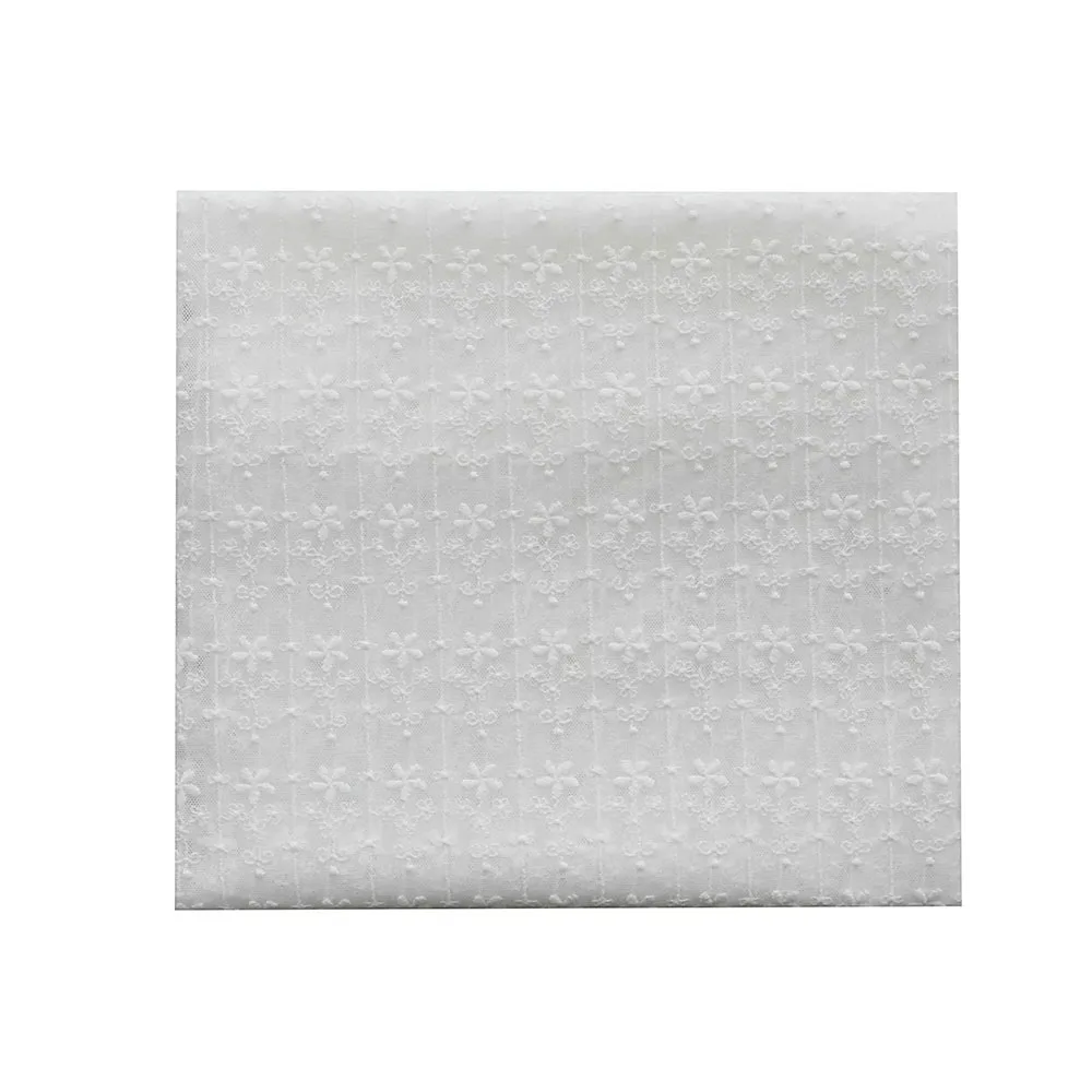 Pure White Cotton Thread Embroidered Soft Mesh Fabric, Clothing Sewing Accessories, DIY Decoration