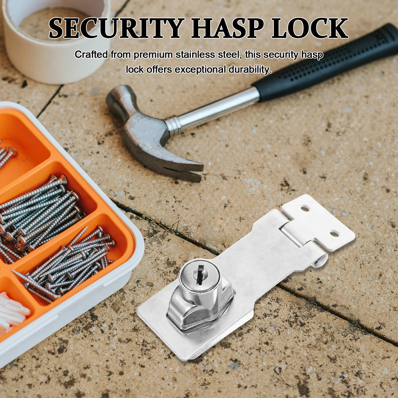 

2 Sets Stainless Steel Anti- Hasp Lock Door Latch Cabinet Padlock Keyed Foldable Security Bolt Shed Container Box