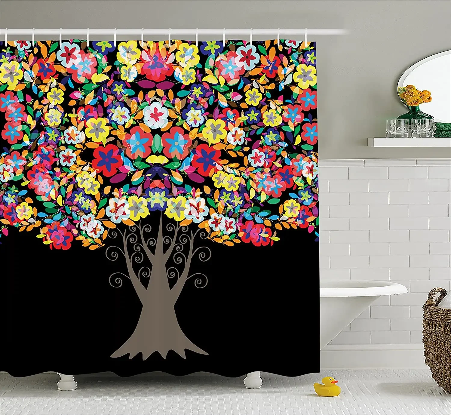 Boho Decor Chinese Symbol Peace Zen Bohemian Galaxy Outer Space Astronomy Art Home Decor Shower Curtain Bathroom Curtains