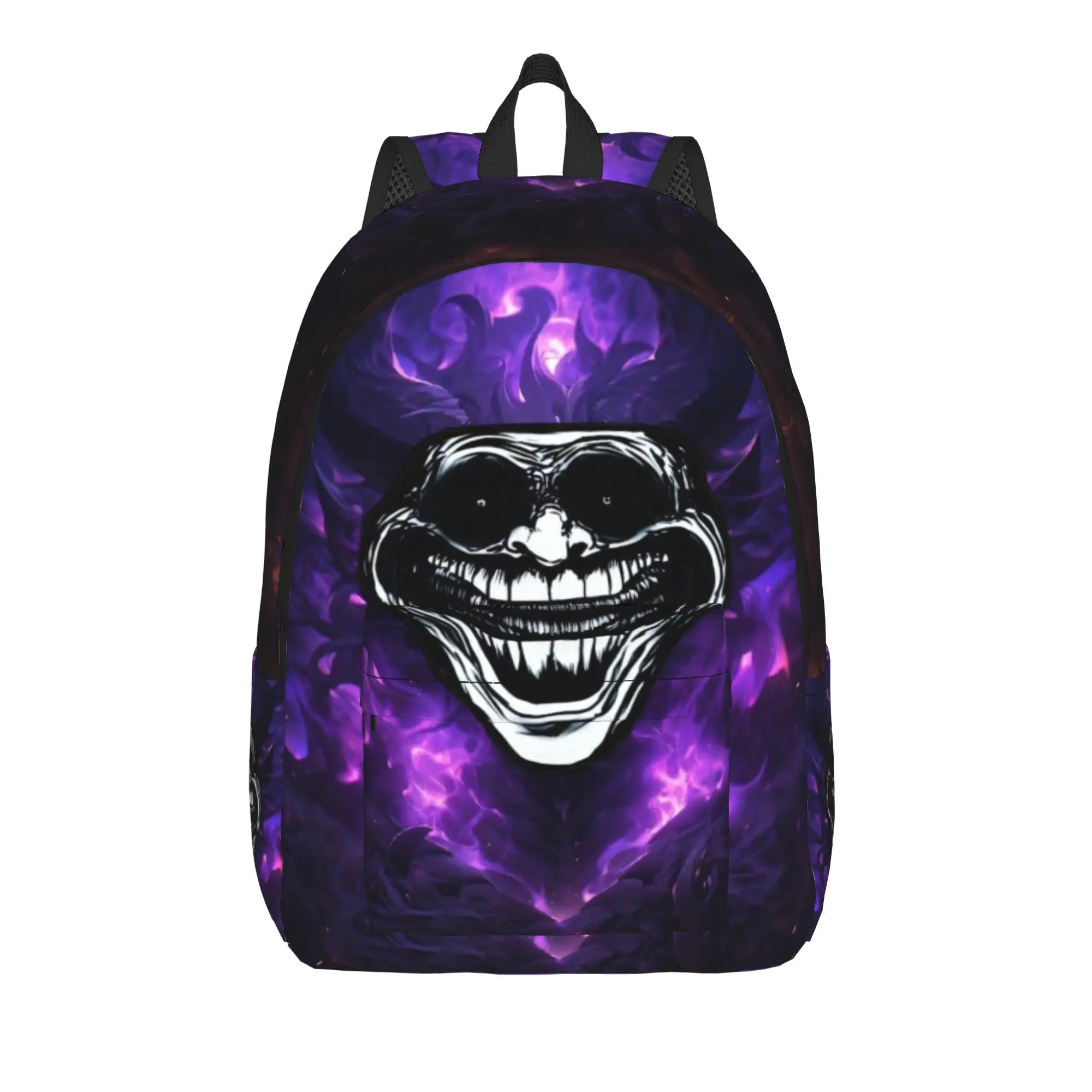 Evil Troll Face Meme Funny Backpack Men Women Teenage Student Work Daypack Horror Humor Laptop Computer Shoulder Bag Lightweight