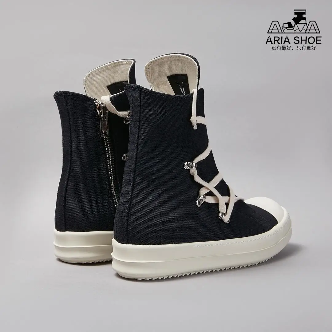 Ricks Men Luxury Casual Shoe High Quality O-wen Women Flat Sneaker Canvas High Top Pentacle Design Zipper O-wen Women Ankle Boot