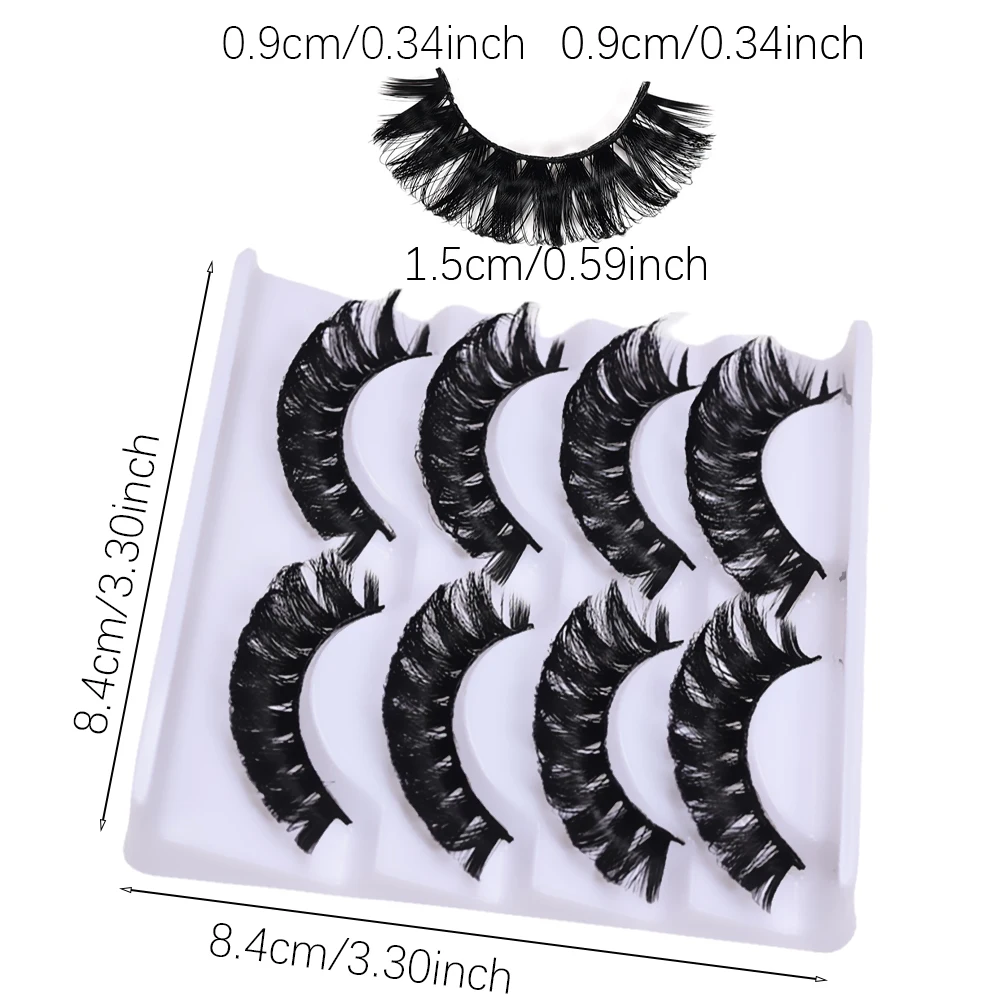 8 زوج/2 حزمة الروسية قطاع جلدة رقيق المنك جلدة ثلاثية الأبعاد الرموش الصناعية DD حليقة الرموش وهمية أدوات ماكياج #4