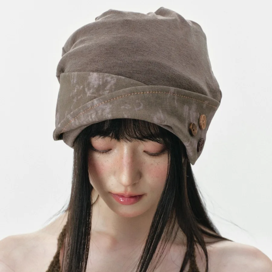 

Big Head Retro Button Top Hat Pile Pile Hat men's women's Autumn Winter Ear Protect Head Cover Cold Hat Caps Hip Hop 4m733