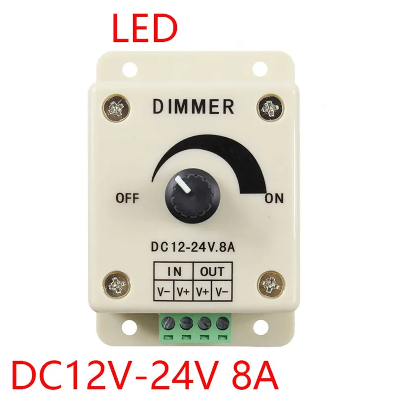 1PC Manuale PWM Dimmer Manopola Interruttore Regolabile Regolatore di Luminosità per Striscia LED Nastro DC 12V-24V 8A Corrente di Uscita