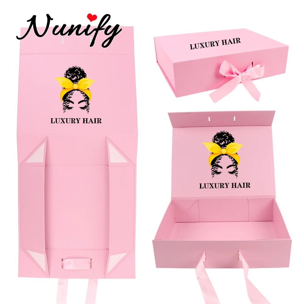 Luxury Wig Box Storage Case Foldable Custom Logo Wig Packaging Boxes for Hair Wigs Business Salon Display & Daily Hair Storage