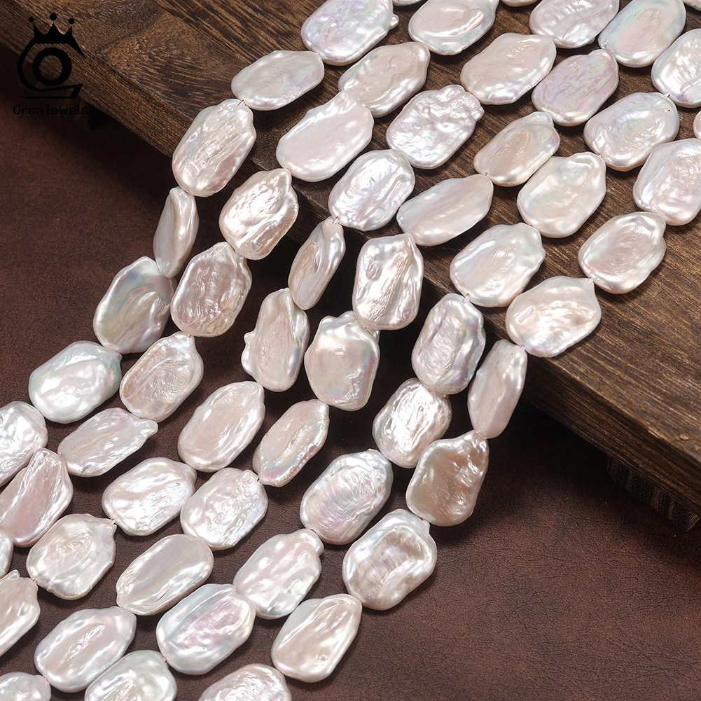 

ORSA JEWELS 4A Geometric Square Shape Baroque Freshwater Pearls Beaded Jewelry Women Making Strand DIY Loose Beads 15*20mm PP8