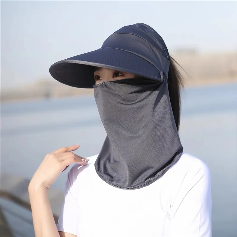 Summer Hats Sun Protective Neck Cover Hat Wide Brim Sun Hat Sunscreen Hats Anti-UV Protection Women's Outdoor Face Cover Caps