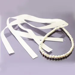 White Ribbon Bridal Headband Tiara Imitated Pearl Hair Bands Elegant Trendy Crystal Head Pieces For Women Hair Accessories