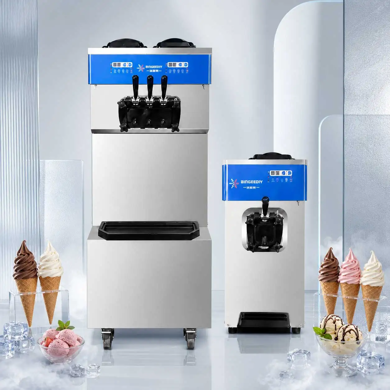 Customizable Commercial Soft Serve Machine Stainless Steel 14-50L/h Ice Cream Machine for Cafe Dessert Shop Restaurant