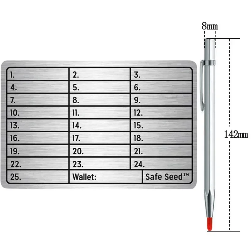 

Металлические пронумерованные пластины для хранения фраз из нержавеющей стали с крипто-семенами