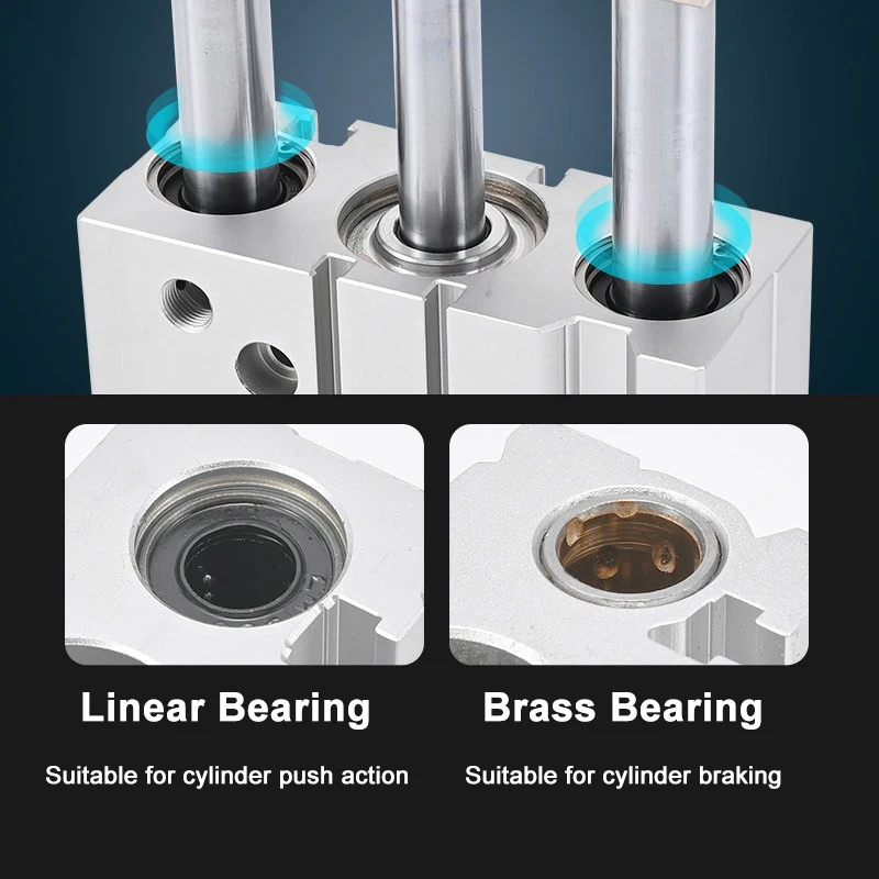 TCL Series Three Axis Three Bar Cylinder with Guide Rod TCL12/16/20/25/32/40/50/63-25/30/50/75/100/125/150/200 Linear Bearing