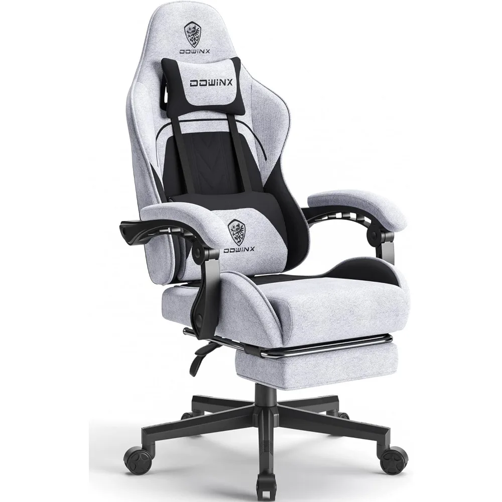

Gaming Chair Fabric with Pocket Spring Cushion, Massage Game Chair Cloth with Headrest, Ergonomic Computer Chair with Foo