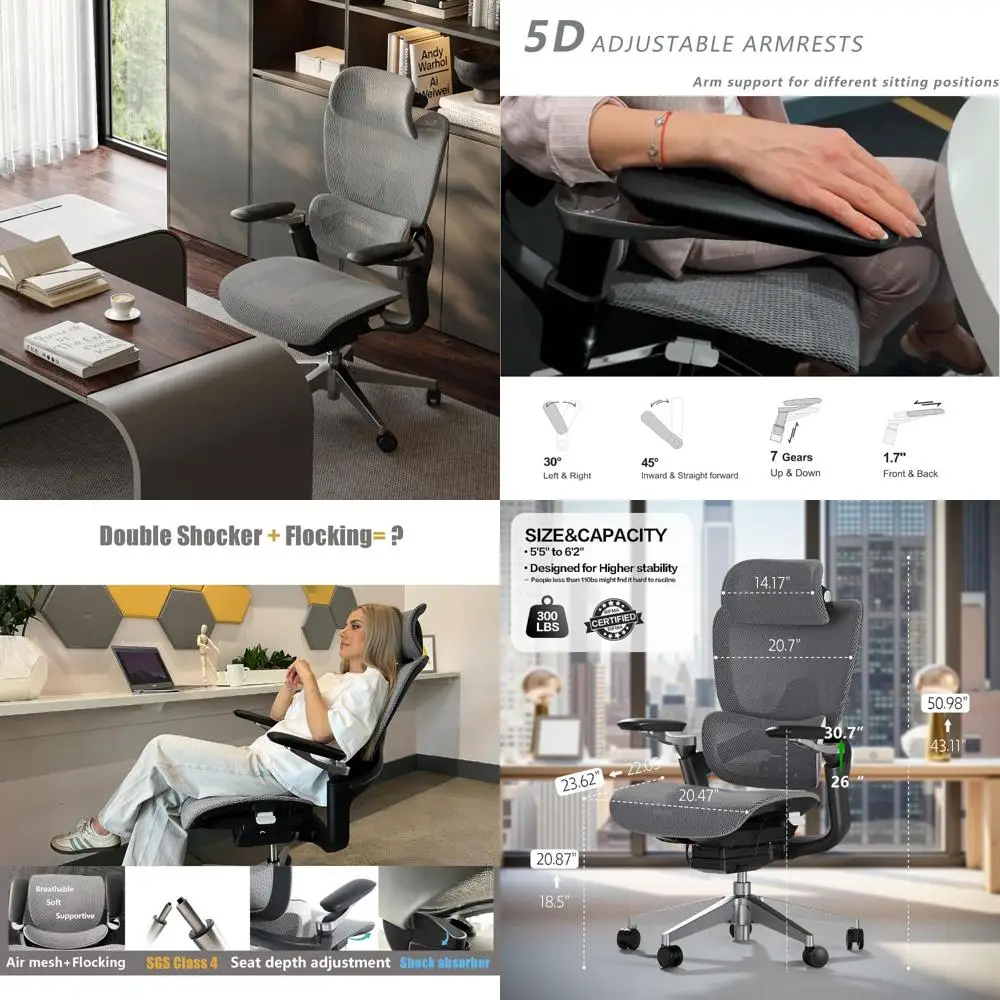 

Эргономичное сетчатое кресло с высокой спинкой для домашнего офиса с регулируемой поясничной поддержкой и игровыми функциями