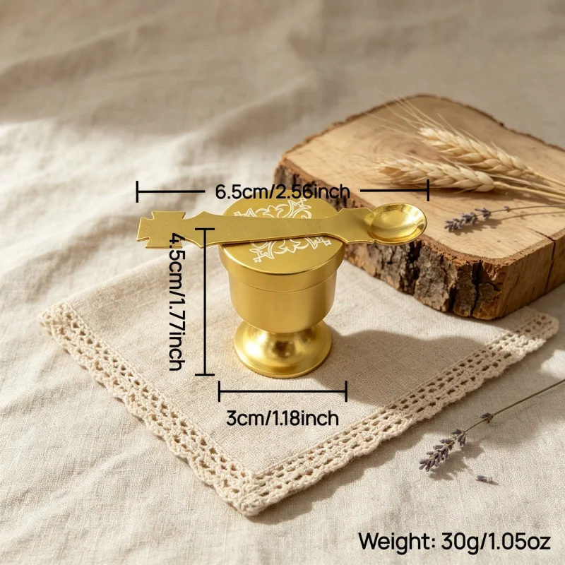Mini Anointing Holy Oil Jar with Spoon Travel Chalice Portable Communion Set Orthodox Catholic Christian Religious Gold silver