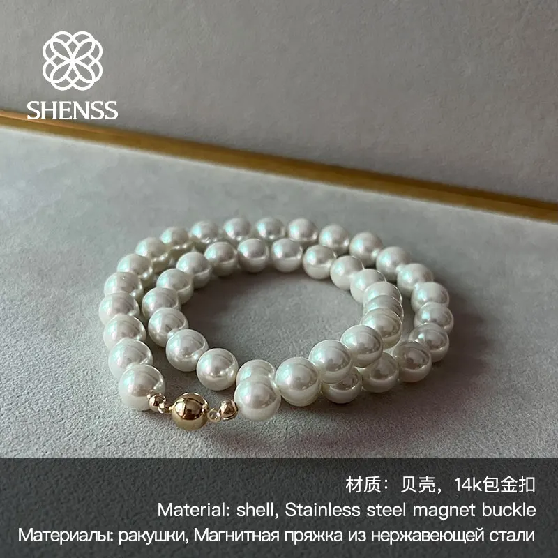 Elegant Classic Jewelry 8-16mm Large Shell Pearl Necklace for Women 40-135CM Length