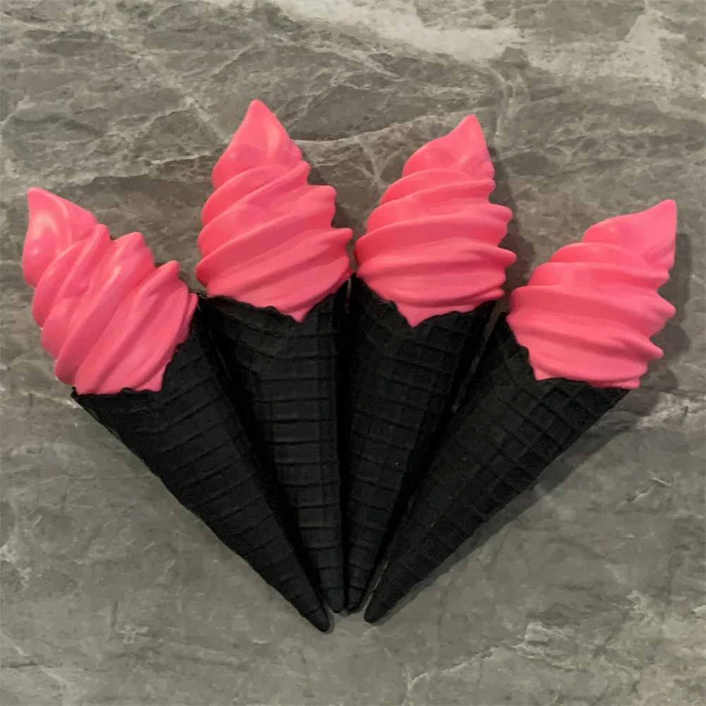 Strawberry Flavor Pink Ice Cream Soft Coconut Gray Black Cone BLACKPINK in your area Fine Gifts Hobby Food Model 22cm Plastic