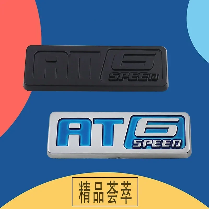 OK For Vehicle Speed Limit Function Identification 3D Premium ABS Car Sticker AT 6 SPEED Letters Emblem Decal Exterior Decoratio
