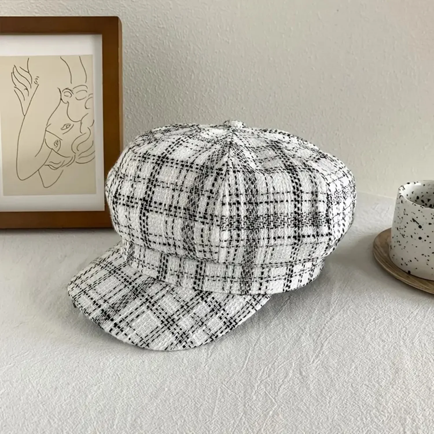 Retro Plaid Octagonal Beret Hat for Women - Stylish Newsboy Cap Baker Cap Aht for Her Gorras Hat Gorras originales Summer beanie