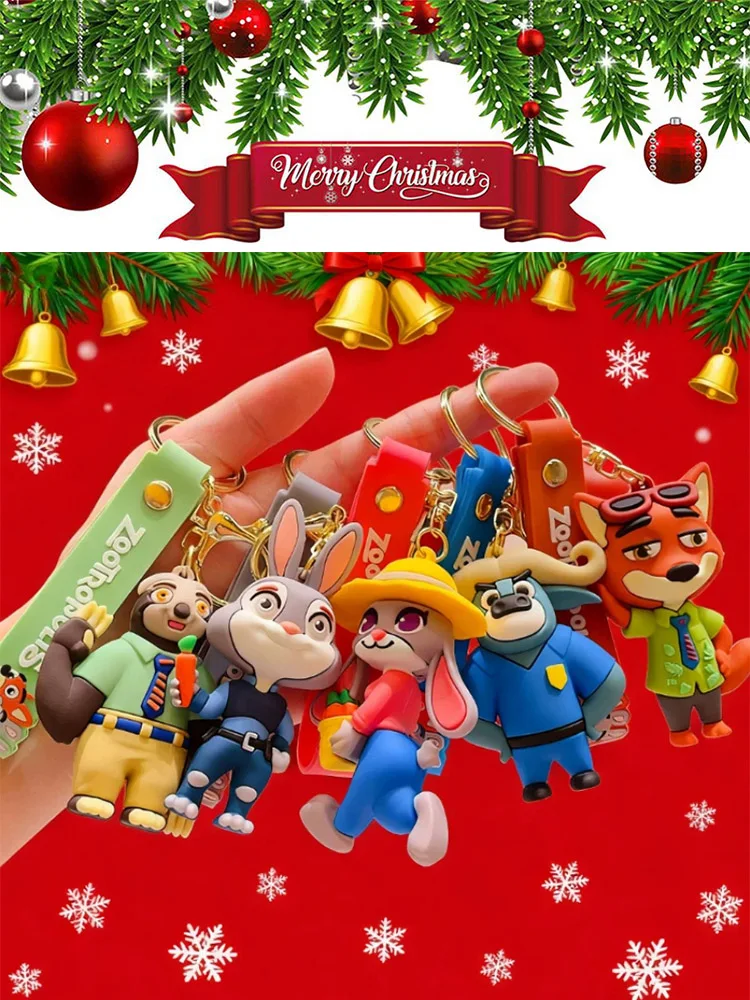 

Милый брелок Disney Zootopia 2, ПВХ, персонаж мультфильма, Джуди, Ник Начальник, брелок Bogo, подвесная сумка для пар, украшение, праздничный подарок