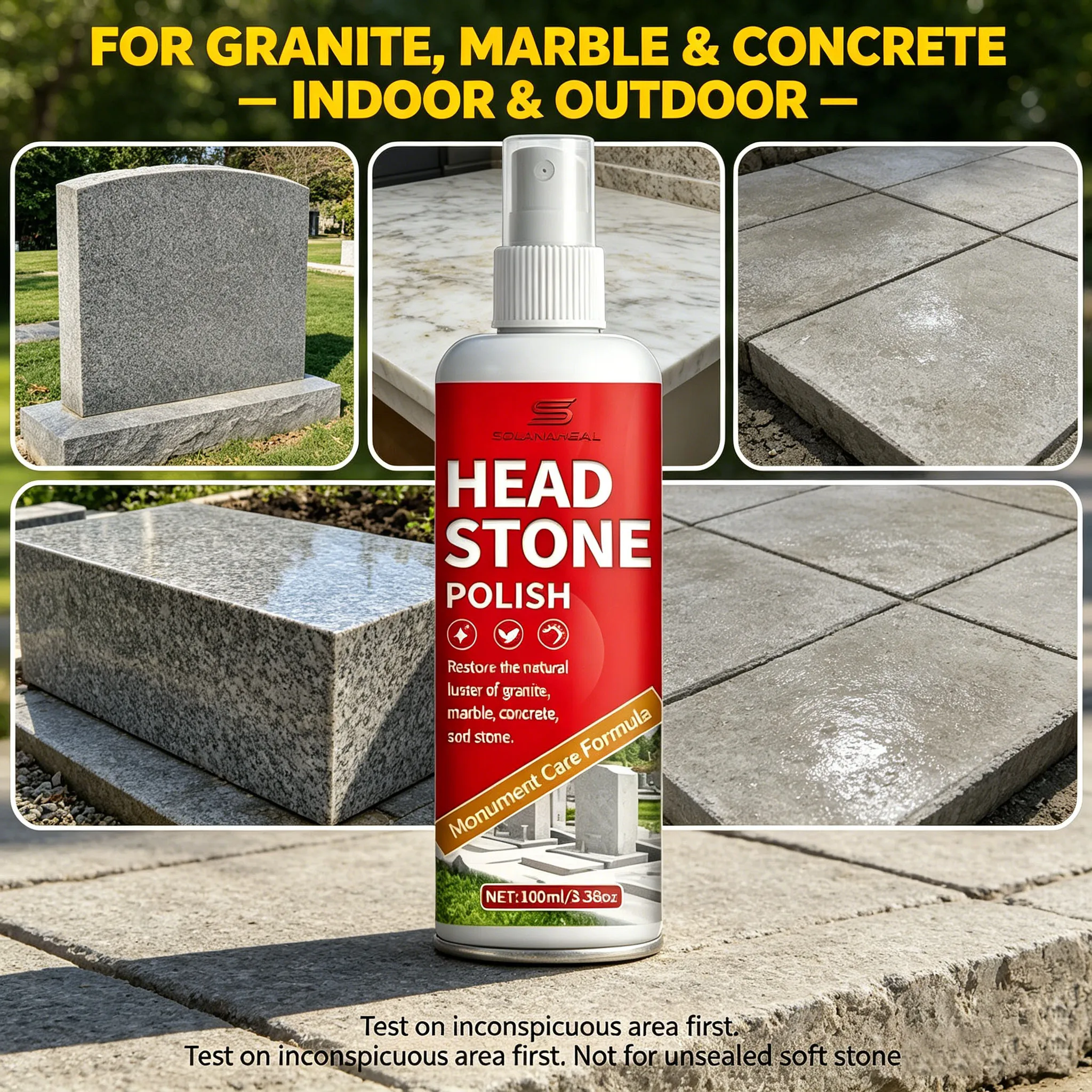 Headstone Polish Spray, Restores Natural Luster Of Granite, Marble & Stone Surfaces