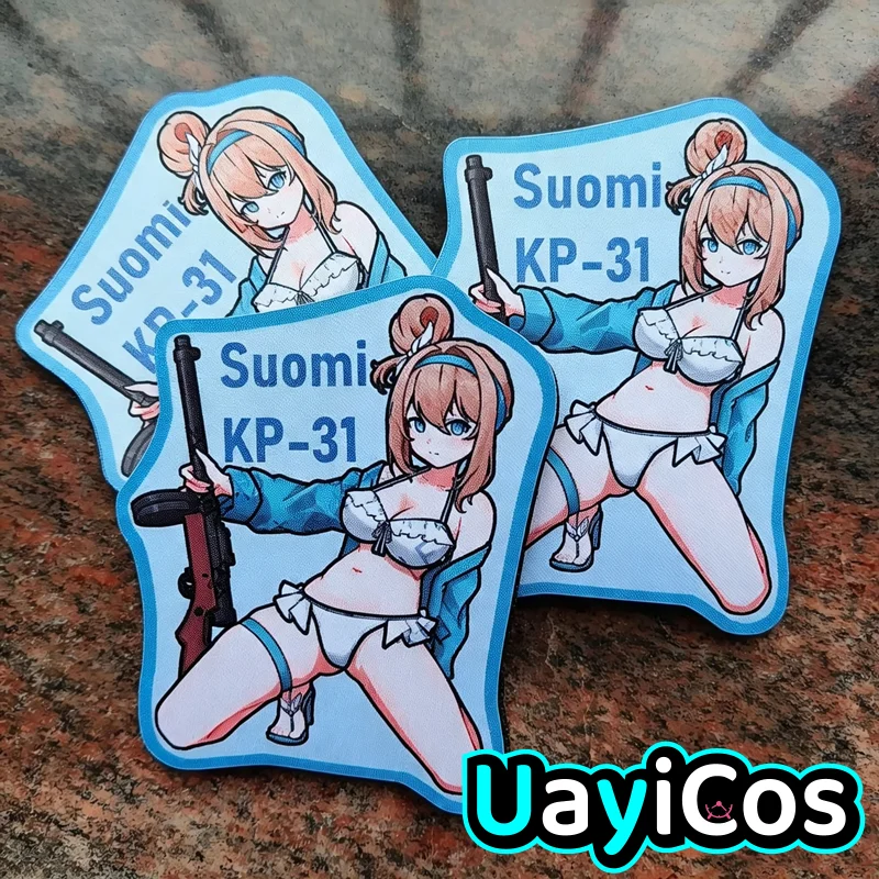 GIRLS' FRONTLINE 2:EXILIUM KP-31 suomi Parche bordado con gancho para el brazo, accesorio de anime, insignia de moral, pegatina para mochila, juego T