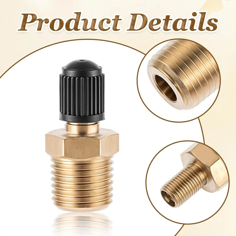 2pcs Schrader, 1/4''  Brass  Male Threads  Core Using with Compressor  with Sealing Caps