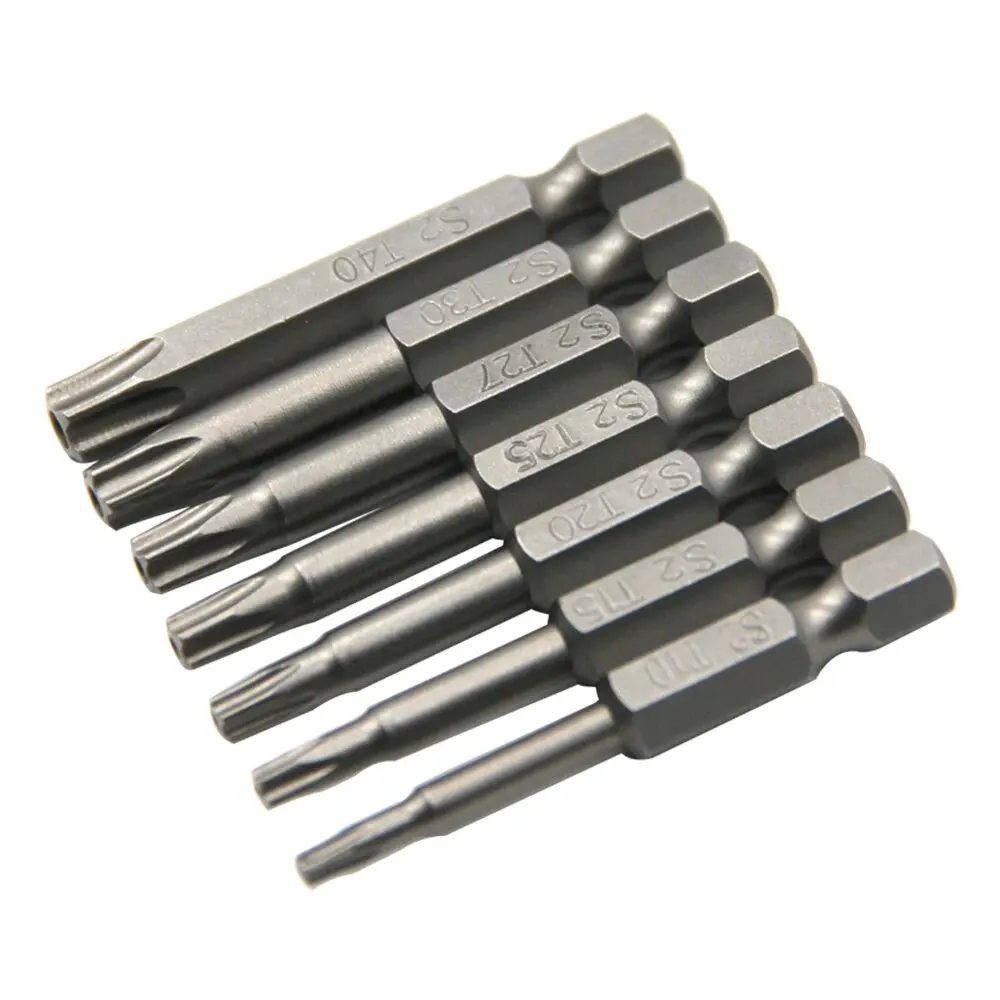 7pc Hexagonal Handle Five Star Hollow Screwdriver Head with Hole S2 Magnetic Screwdriver Head T10-T40 Tool Set