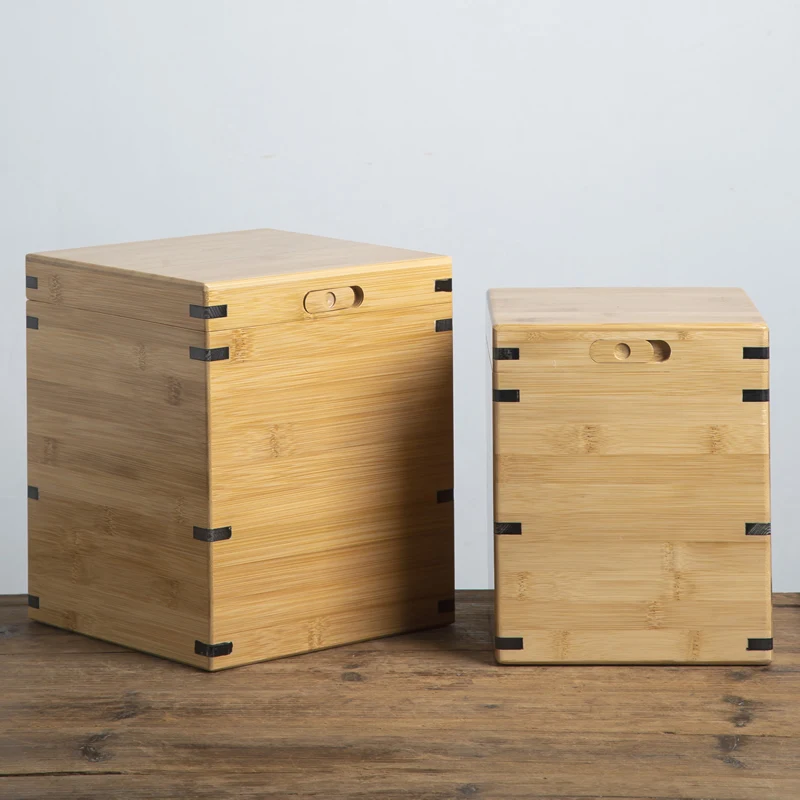 Bamboo Square Tea Box, Handicraft Article Storage Box with Lock, Gift Packing, Luxury Goods