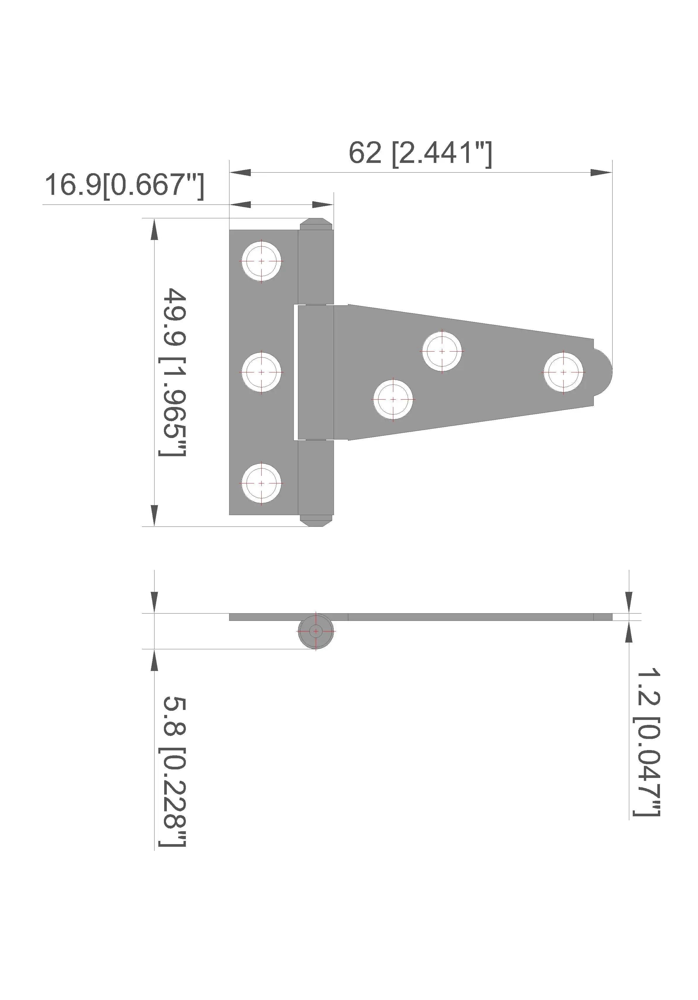 Engsel Tee Ringan 2 Inci, Berlapis Seng (2 Pak)