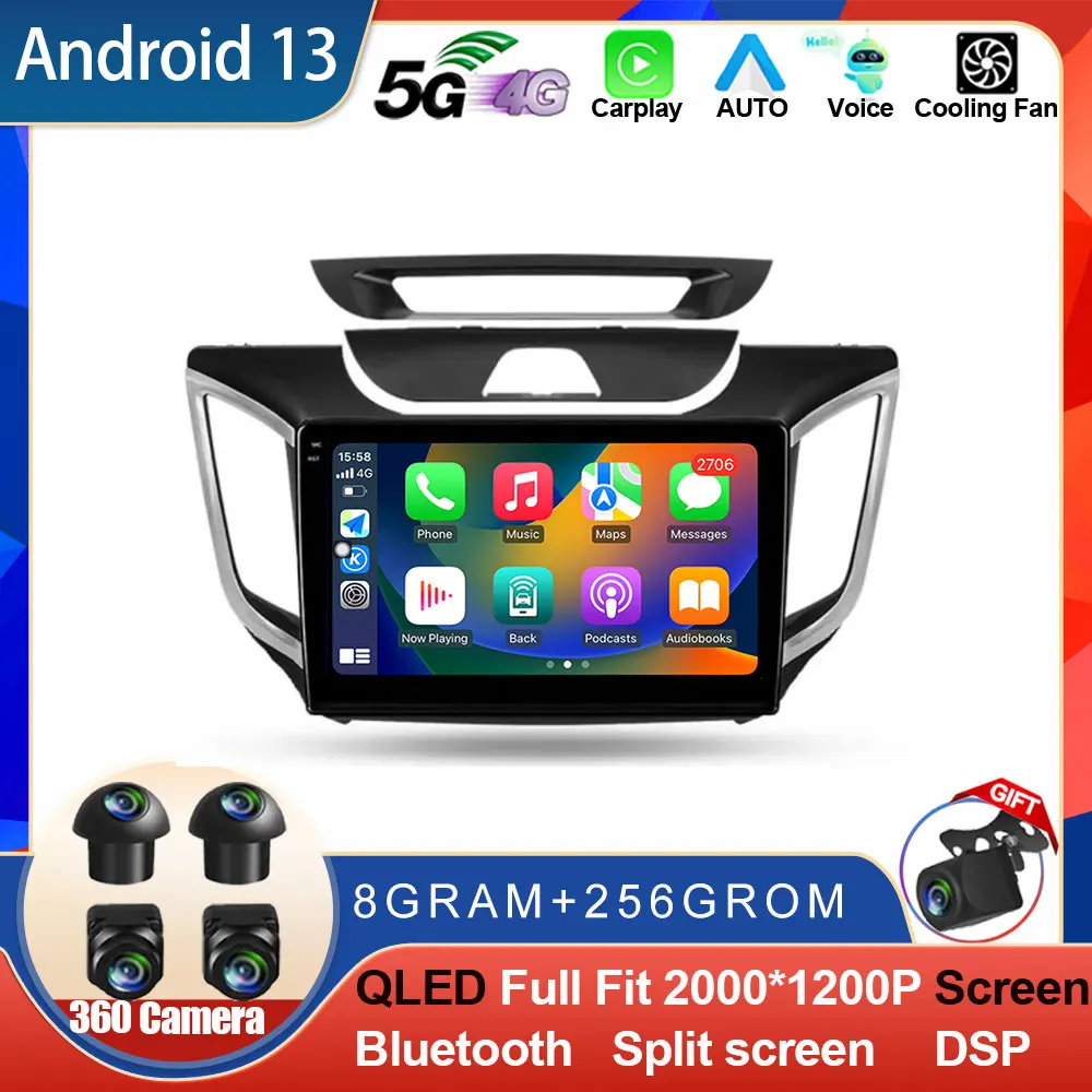 

Android 13 For Hyundai Creta IX25 2015 - 2019 Car Radio Multimedia Video Player GPS Navigation 4G Stereo Carplay Autoradio 2 Din