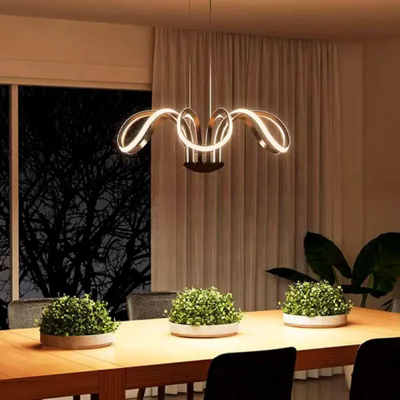Modern Black Color Chandelier Lamp Flowers Decoration Led Pendant Lamp Simple Style Bedroom Fitting Hanging Light Living Room image 2