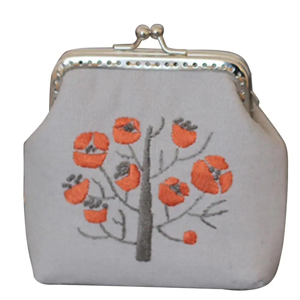 Purse Flower DIY Embroidery Wallet Tree Needlework Sewing Cross Stitch Materials